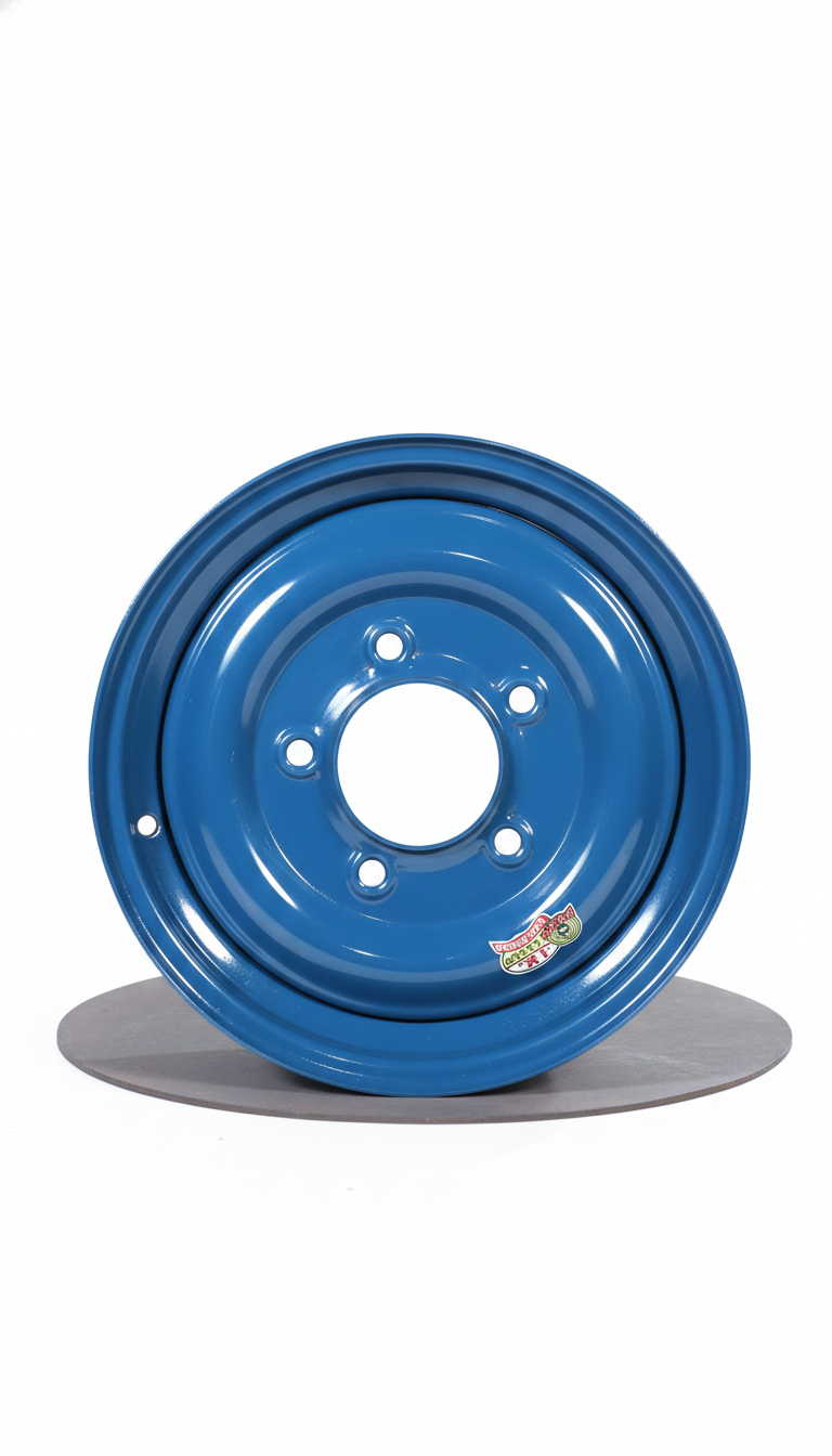 Blue pressed steel wheel